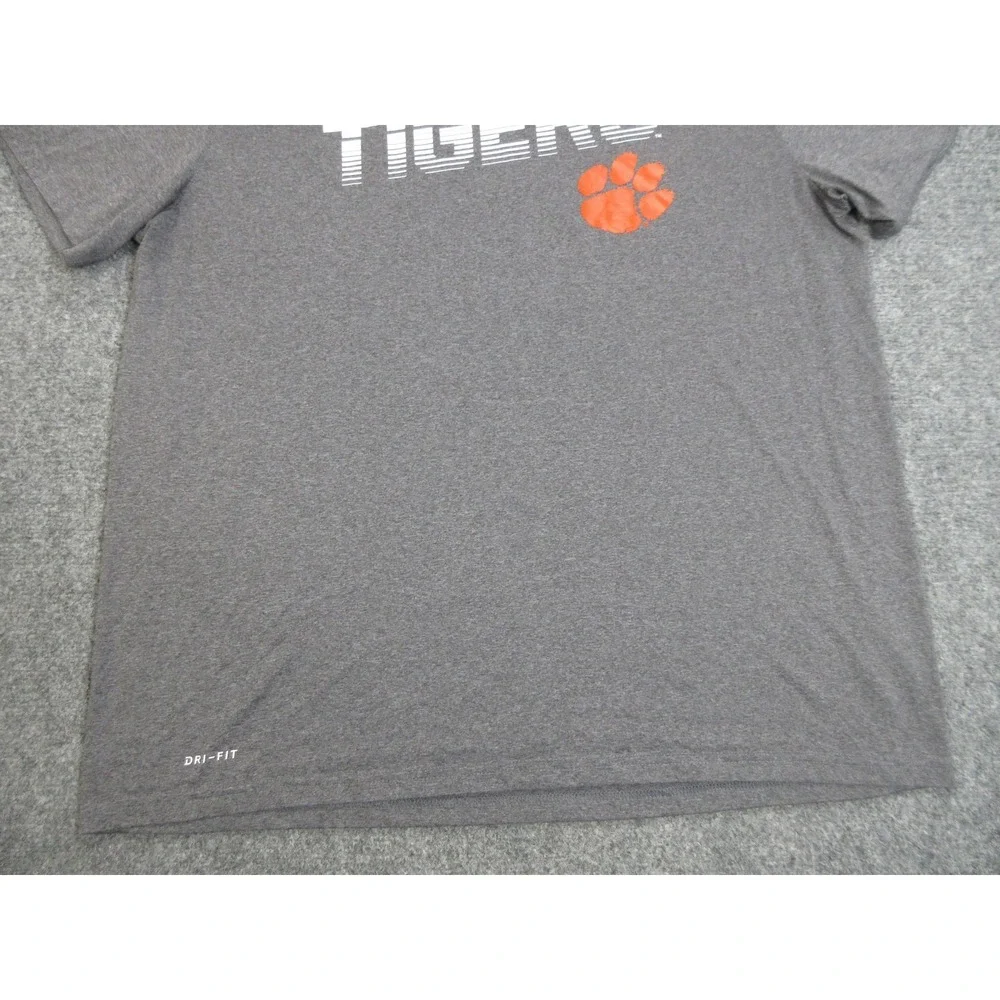 Clemson Tigers Shirt Mens 2XL Gray NCAA Football Nike Dri-FIT Graphic Tee Top